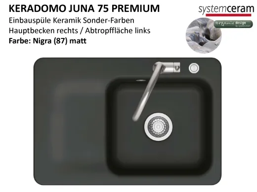 Systemceram KeraDomo JUNA 75 Premium Keramiksp�le / Einbausp�le in Sonderfarben f�r die K�che