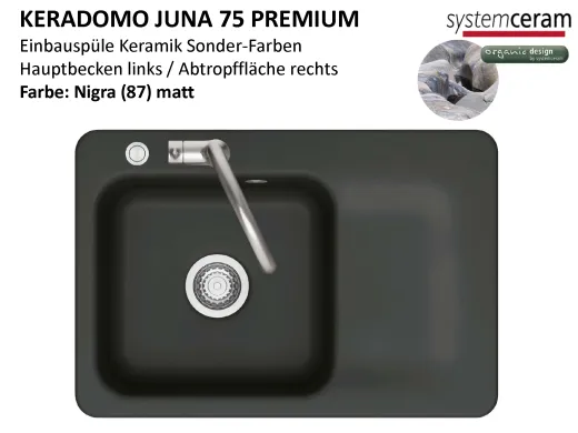 Systemceram KeraDomo JUNA 75 Premium Keramiksp�le / Einbausp�le in Sonderfarben f�r die K�che