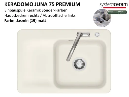 Systemceram KeraDomo JUNA 75 Premium Keramiksp�le / Einbausp�le in Sonderfarben f�r die K�che