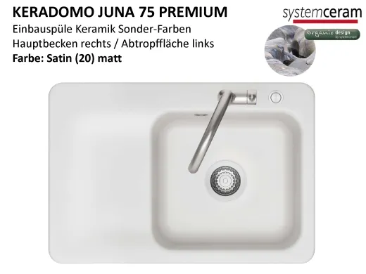 Systemceram KeraDomo JUNA 75 Premium Keramiksp�le / Einbausp�le in Sonderfarben f�r die K�che