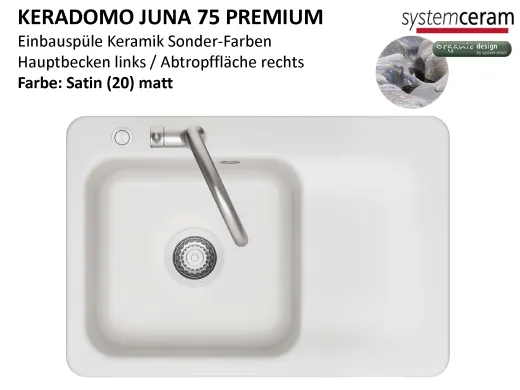 Systemceram KeraDomo JUNA 75 Premium Keramiksp�le / Einbausp�le in Sonderfarben f�r die K�che