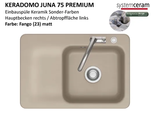 Systemceram KeraDomo JUNA 75 Premium Keramiksp�le / Einbausp�le in Sonderfarben f�r die K�che