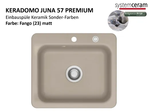 Systemceram KeraDomo JUNA 57 Premium Keramiksp�le / Einbausp�le in Sonderfarben f�r die K�che