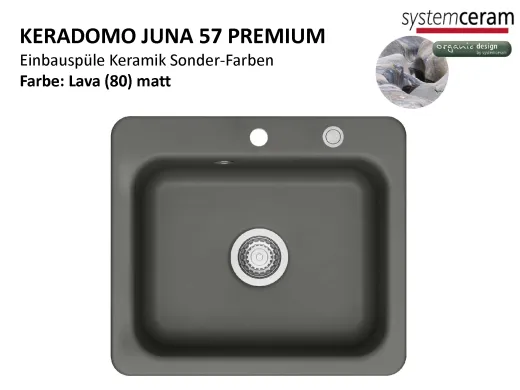Systemceram KeraDomo JUNA 57 Premium Keramiksp�le / Einbausp�le in Sonderfarben f�r die K�che