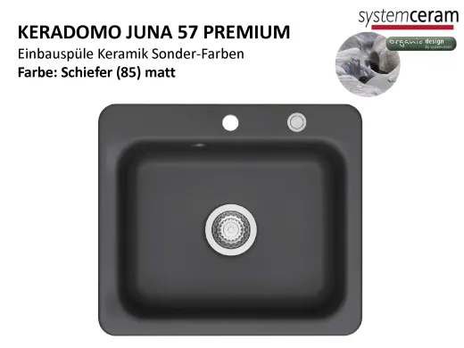 Systemceram KeraDomo JUNA 57 Premium Keramiksp�le / Einbausp�le in Sonderfarben f�r die K�che