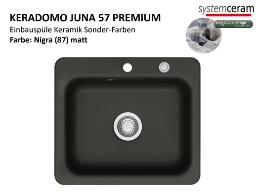 Systemceram KeraDomo JUNA 57 Premium Keramiksp�le / Einbausp�le in Sonderfarben f�r die K�che