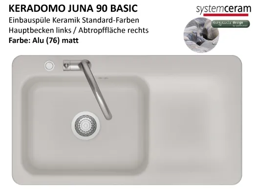 Systemceram KeraDomo JUNA 90 Basic Keramiksp�le / Einbausp�le in Standardfarben f�r die K�che
