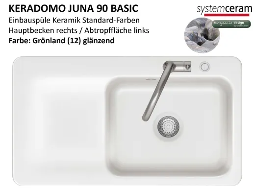 Systemceram KeraDomo JUNA 90 Basic Keramiksp�le / Einbausp�le in Standardfarben f�r die K�che