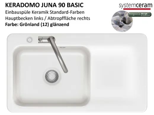 Systemceram KeraDomo JUNA 90 Basic Keramiksp�le / Einbausp�le in Standardfarben f�r die K�che