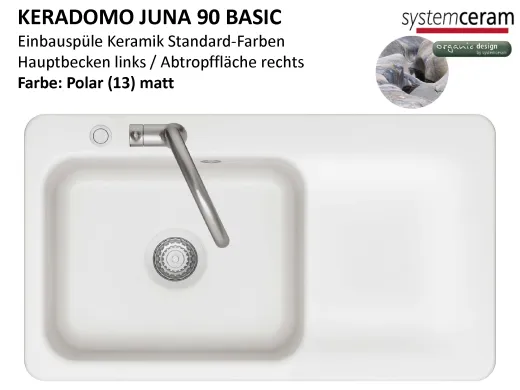 Systemceram KeraDomo JUNA 90 Basic Keramiksp�le / Einbausp�le in Standardfarben f�r die K�che