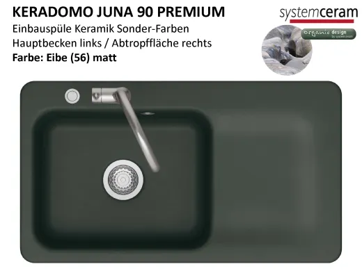 Systemceram KeraDomo JUNA 90 Premium Keramiksp�le / Einbausp�le in Sonderfarben f�r die K�che