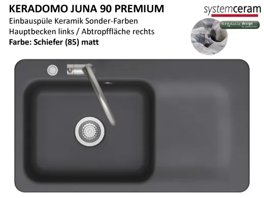 Systemceram KeraDomo JUNA 90 Premium Keramiksp�le / Einbausp�le in Sonderfarben f�r die K�che
