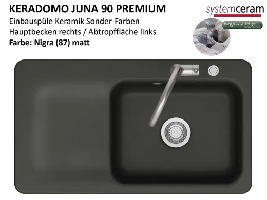 Systemceram KeraDomo JUNA 90 Premium Keramiksp�le / Einbausp�le in Sonderfarben f�r die K�che