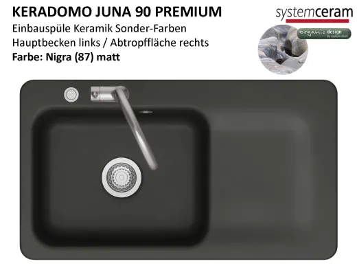 Systemceram KeraDomo JUNA 90 Premium Keramiksp�le / Einbausp�le in Sonderfarben f�r die K�che