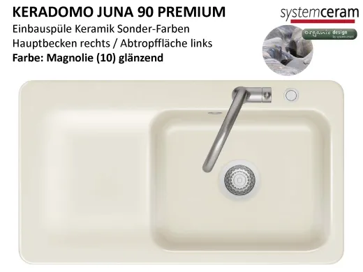 Systemceram KeraDomo JUNA 90 Premium Keramiksp�le / Einbausp�le in Sonderfarben f�r die K�che