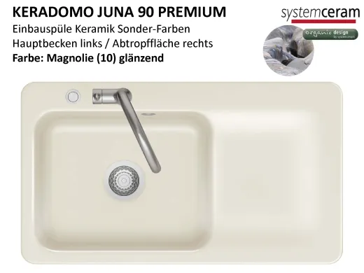 Systemceram KeraDomo JUNA 90 Premium Keramiksp�le / Einbausp�le in Sonderfarben f�r die K�che