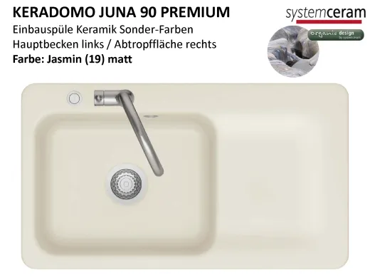 Systemceram KeraDomo JUNA 90 Premium Keramiksp�le / Einbausp�le in Sonderfarben f�r die K�che