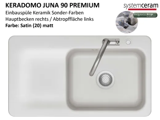 Systemceram KeraDomo JUNA 90 Premium Keramiksp�le / Einbausp�le in Sonderfarben f�r die K�che