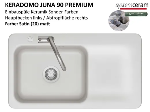 Systemceram KeraDomo JUNA 90 Premium Keramiksp�le / Einbausp�le in Sonderfarben f�r die K�che