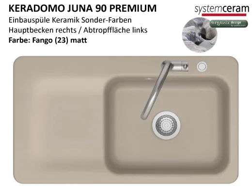 Systemceram KeraDomo JUNA 90 Premium Keramiksp�le / Einbausp�le in Sonderfarben f�r die K�che