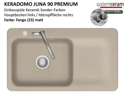 Systemceram KeraDomo JUNA 90 Premium Keramiksp�le / Einbausp�le in Sonderfarben f�r die K�che
