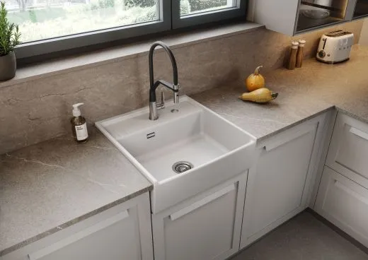 Systemceram KeraDomo KENTRO 60 PREMIUM Keramik Sp�lmodul / Sp�lstein in Sonderfarben Arbeitsplattentiefe 600mm