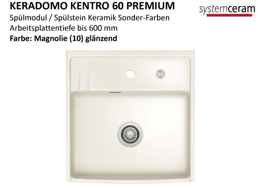Systemceram KeraDomo KENTRO 60 PREMIUM Keramik Sp�lmodul / Sp�lstein in Sonderfarben Arbeitsplattentiefe 600mm