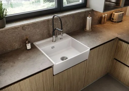 Systemceram KeraDomo KENTRO 90 BASIC Keramik Sp�lmodul / Sp�lstein in Standardfarben Arbeitsplattentiefe 600mm