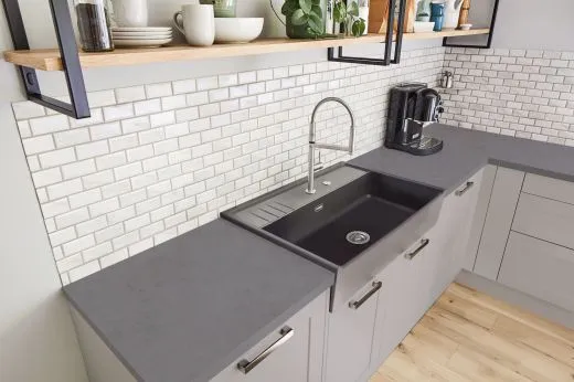 Systemceram KeraDomo KENTRO 90 PREMIUM Keramik Sp�lmodul / Sp�lstein in Sonderfarben Arbeitsplattentiefe 600mm