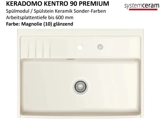 Systemceram KeraDomo KENTRO 90 PREMIUM Keramik Sp�lmodul / Sp�lstein in Sonderfarben Arbeitsplattentiefe 600mm