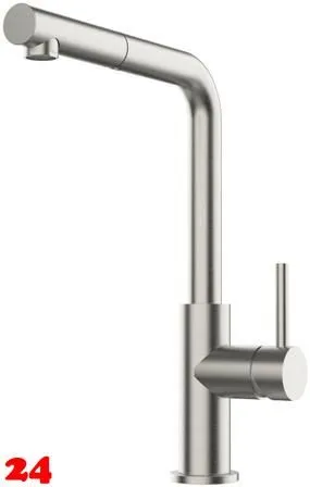 Systemceram KeraDomo Küchenarmatur Skiva Edelstahl massiv Einhebelmischer mit Zugauslauf 360° schwenkbar Systemceram KeraDomo Küchenarmatur Skiva Edelstahl massiv Einhebelmischer mit Zugauslauf 360° schwenkbar