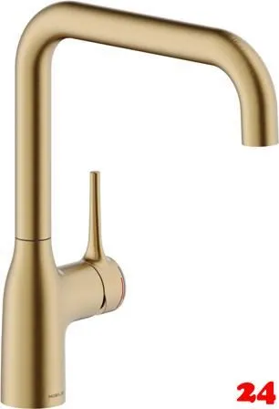 Systemceram KeraDomo Küchenarmatur Mania Mattgold PVD Einhebelmischer mit Festauslauf schwenkbar Systemceram KeraDomo Küchenarmatur Mania Mattgold PVD Einhebelmischer mit Festauslauf schwenkbar