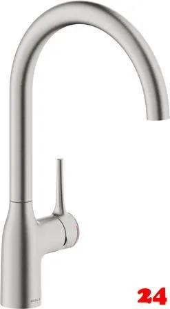 Systemceram KeraDomo Küchenarmatur Mania Soft Edelstahl Finish PVD Einhebelmischer mit Festauslauf schwenkbar Systemceram KeraDomo Küchenarmatur Mania Soft Edelstahl Finish PVD Einhebelmischer mit Festauslauf schwenkbar