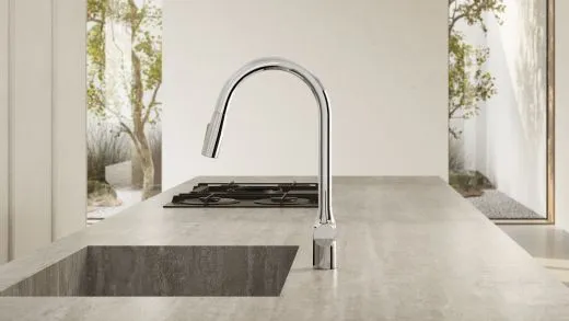 Systemceram KeraDomo K�chenarmatur Mania Soft Schwarz PVD Einhebelmischer mit Ausziehauslauf mit Brausefunktion