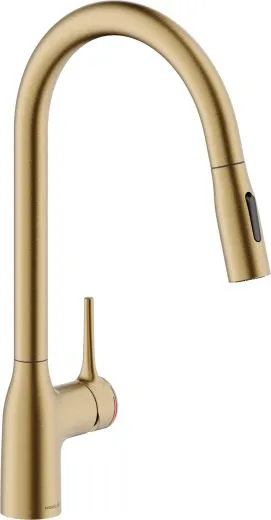 Systemceram KeraDomo K�chenarmatur Mania Soft Mattgold PVD Einhebelmischer mit Ausziehauslauf mit Brausefunktion