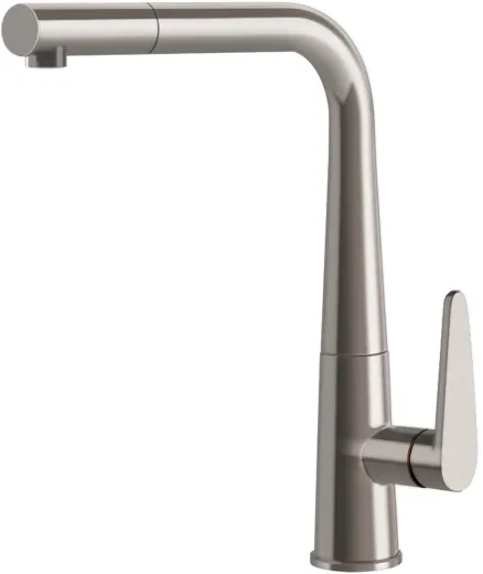 Systemceram KeraDomo K�chenarmatur Tono Edelstahl Finish PVD Einhebelmischer mit Zugauslauf 360� schwenkbar