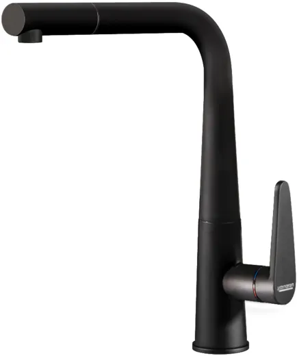 Systemceram KeraDomo K�chenarmatur Tono Schwarz PVD Einhebelmischer mit Zugauslauf 360� schwenkbar