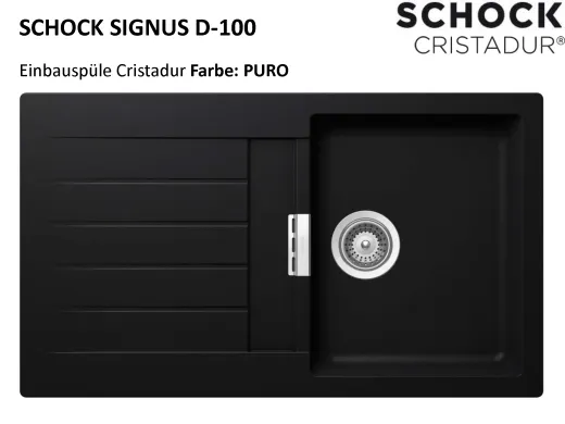 SCHOCK Kchensple Signus D-100 Cristadur Nano-Granitsple / Einbausple mit Drehexcenter