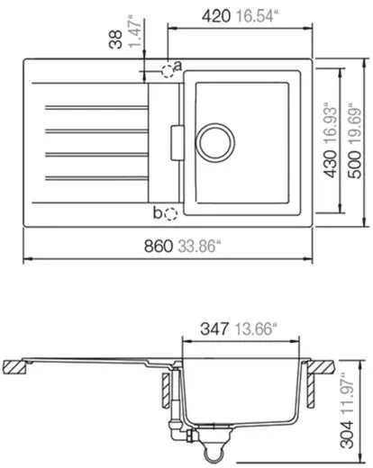 SCHOCK Kchensple Signus D-100 Cristadur Nano-Granitsple / Einbausple mit Drehexcenter