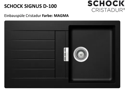 SCHOCK Kchensple Signus D-100 Cristadur Nano-Granitsple / Einbausple mit Drehexcenter