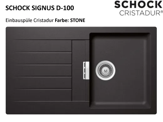 SCHOCK Kchensple Signus D-100 Cristadur Nano-Granitsple / Einbausple mit Drehexcenter