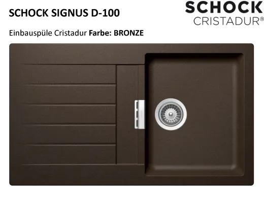 SCHOCK Kchensple Signus D-100 Cristadur Nano-Granitsple / Einbausple mit Drehexcenter