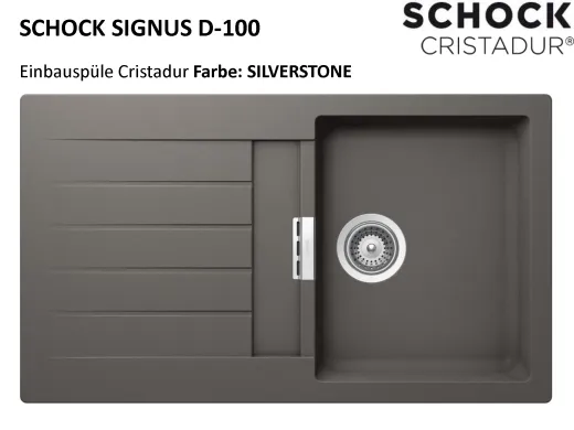 SCHOCK Kchensple Signus D-100 Cristadur Nano-Granitsple / Einbausple mit Drehexcenter