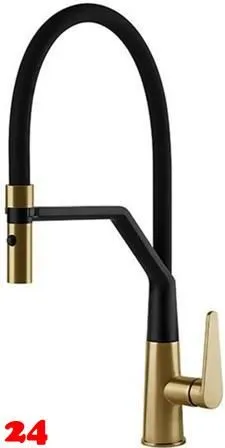 Systemceram KeraDomo Küchenarmatur Tono Pro Mattgold/Schwarz Einhebelmischer mit Pendelbrause umstellbar Systemceram KeraDomo Küchenarmatur Tono Pro Mattgold/Schwarz Einhebelmischer mit Pendelbrause umstellbar