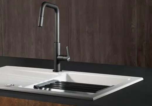 Systemceram KeraDomo K�chenarmatur Offeo Chrom Einhebelmischer mit Zugauslauf 360� schwenkbar