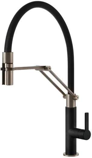 Systemceram KeraDomo K�chenarmatur Offeo Pro Schwarz/Edelstahloptik Einhebelmischer mit Pendelbrause umstellbar