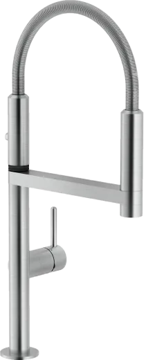 Systemceram KeraDomo K�chenarmatur Move Edelstahl Finish PVD Einhebelmischer mit Pendelbrause 360� schwenkbar in 2 Achsen