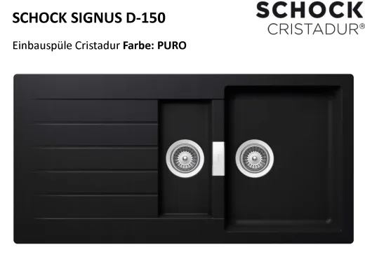 ❎ SCHOCK Kchensple Signus D-150 Cristadur Nano-Granitsple / Einbausple mit Drehexcenter