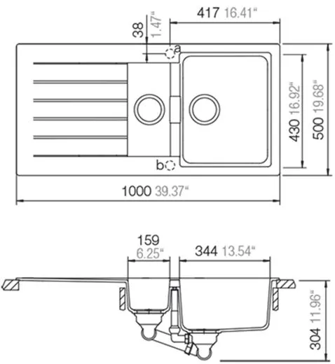 ❎ SCHOCK Kchensple Signus D-150 Cristadur Nano-Granitsple / Einbausple mit Drehexcenter
