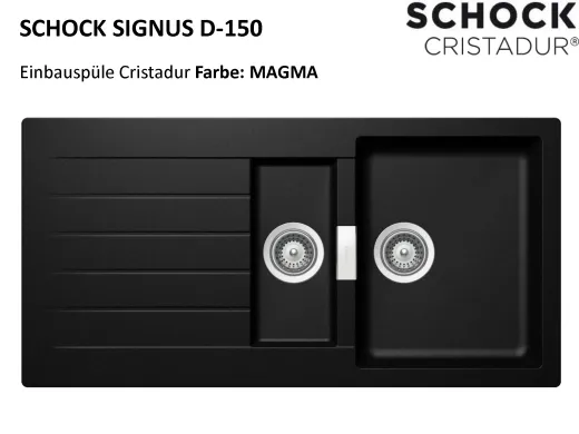 ❎ SCHOCK Kchensple Signus D-150 Cristadur Nano-Granitsple / Einbausple mit Drehexcenter